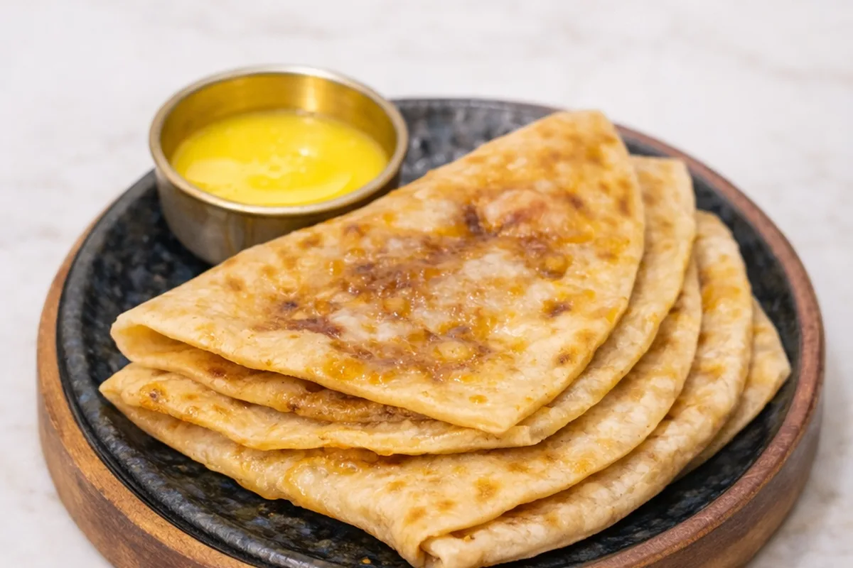 Home-style Indian flatbread meal with ghee - fresh tiffin service from Mejwaani Edison NJ