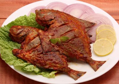 Pomfret Fish Fry - Pomfret Fry is a crispy and flavorful Indian coastal dish made with marinated pomfret fish, coated in spices and fried to perfection.